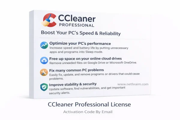 CCleaner Professional for Windows | 1 Device, 1 Year - Nethra Infomatics