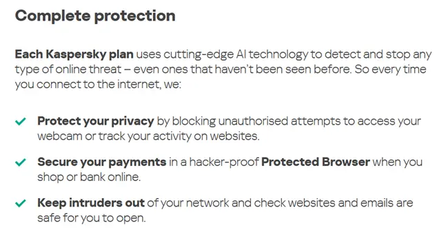 Kapersky Protection Features